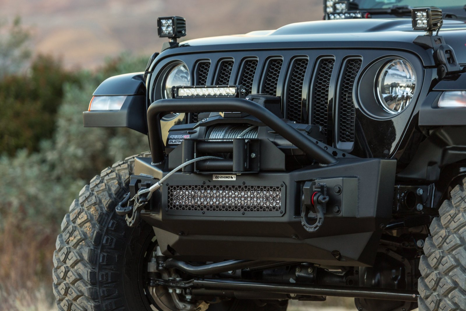 Go Rhino front bumper with winch mount heavy steel construction for off-road protection